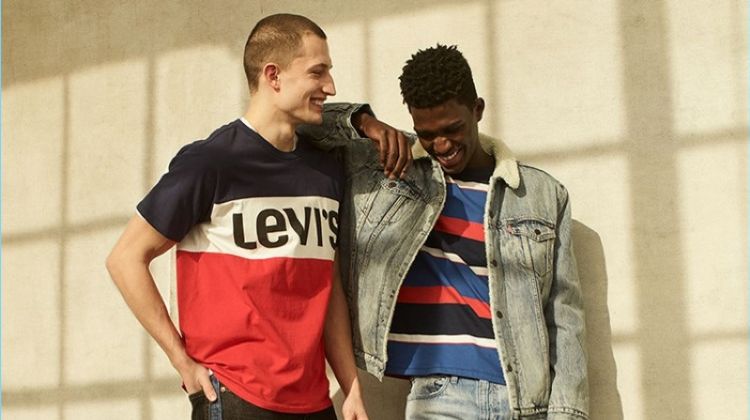 Models Frederik Woloszynski and Anarcius Jean wear fall 2018 looks from Levi's.