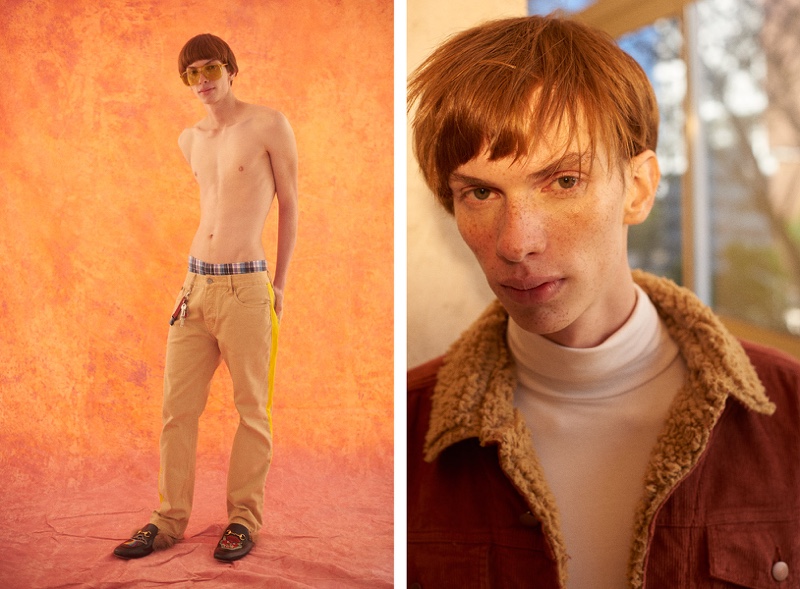 Left: Lucas wears sunglasses Gucci, sweater Diesel, and shirt Tommy Hilfiger. Right: Lucas wears shirt Pull & Bear, t-shirt Gap, and pants Joao Pimenta.