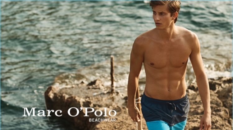 Benjamin Benedek stars in Marc O'Polo's summer 2018 beachwear campaign.
