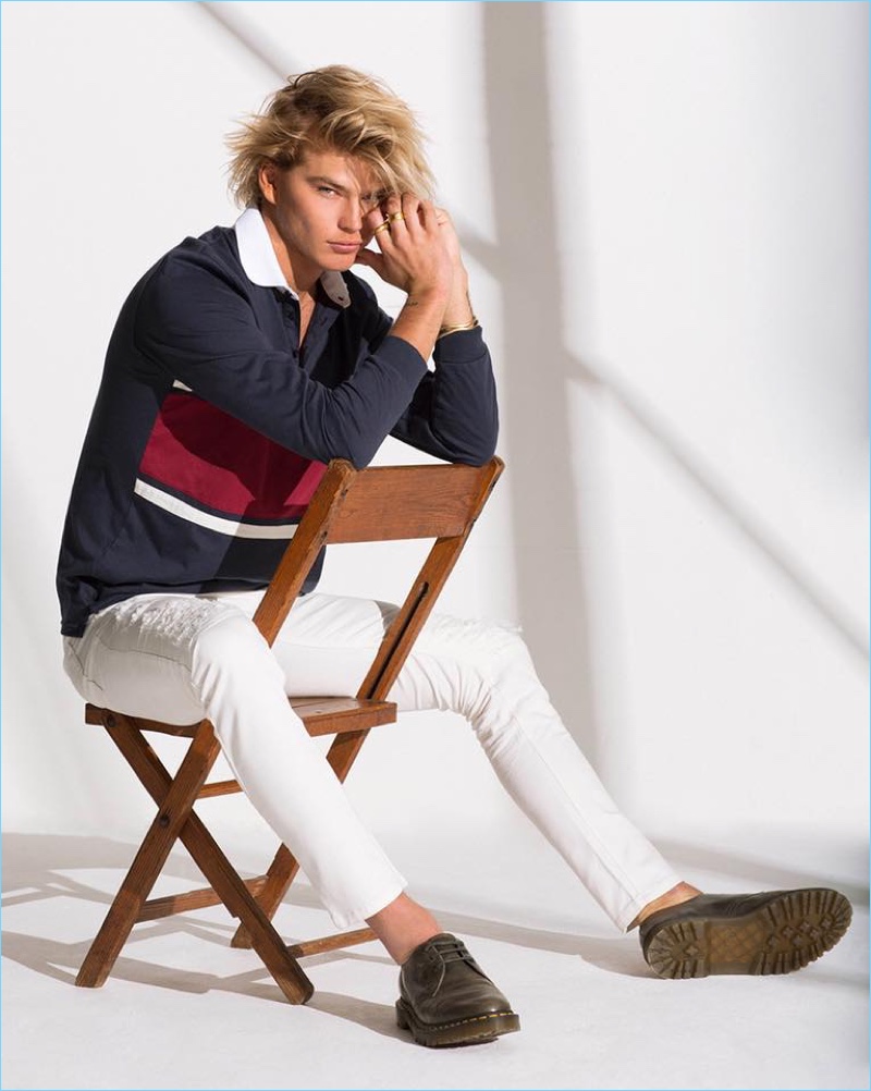 Australian model Jordan Barrett sports the latest in casual styles from Penshoppe.