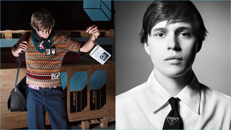 Nick Robinson fronts Prada's fall-winter 2018 campaign.