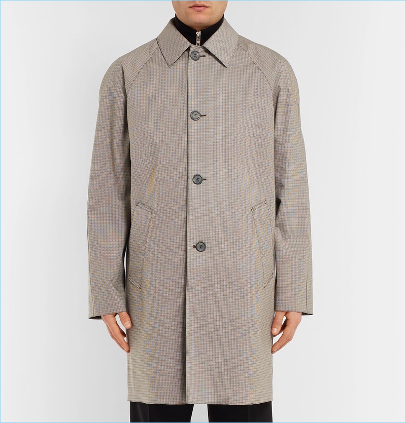 Prada Puppytooth Coated-Cotton Coat