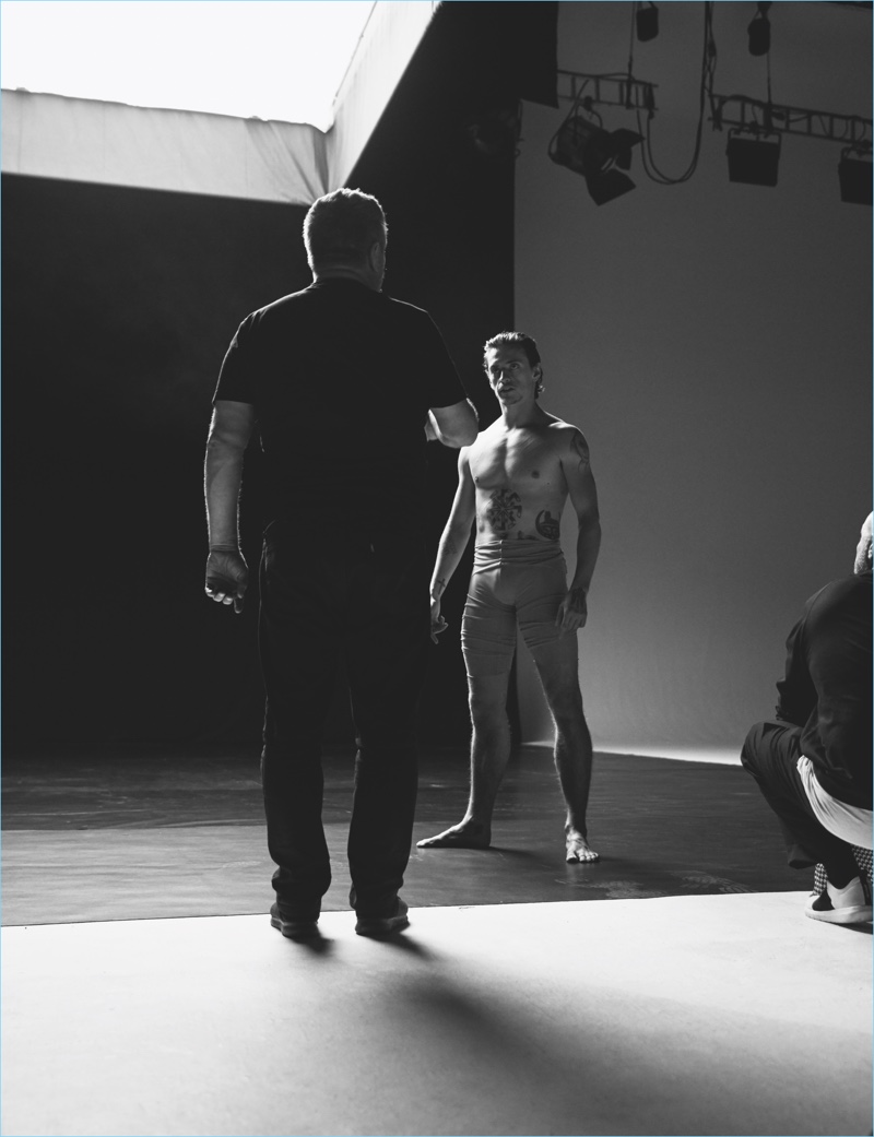 Dancer Sergei Polunin on set for his Hunger TV video.