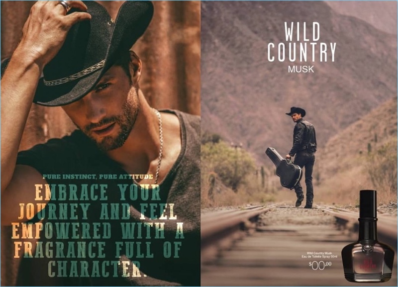 Czech model Tomas Skoloudik portrays a cowboy for Avon's Wild Country campaign.