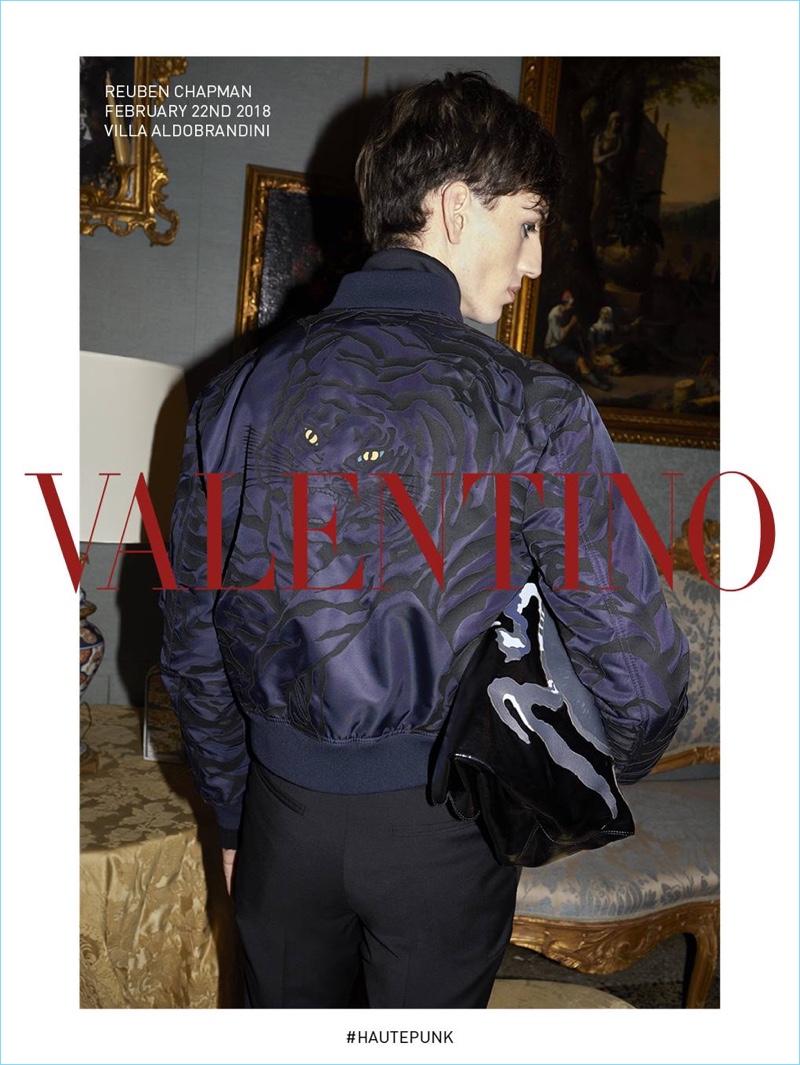 Reuben Chapman appears in Valentino's fall-winter 2018 men's campaign.