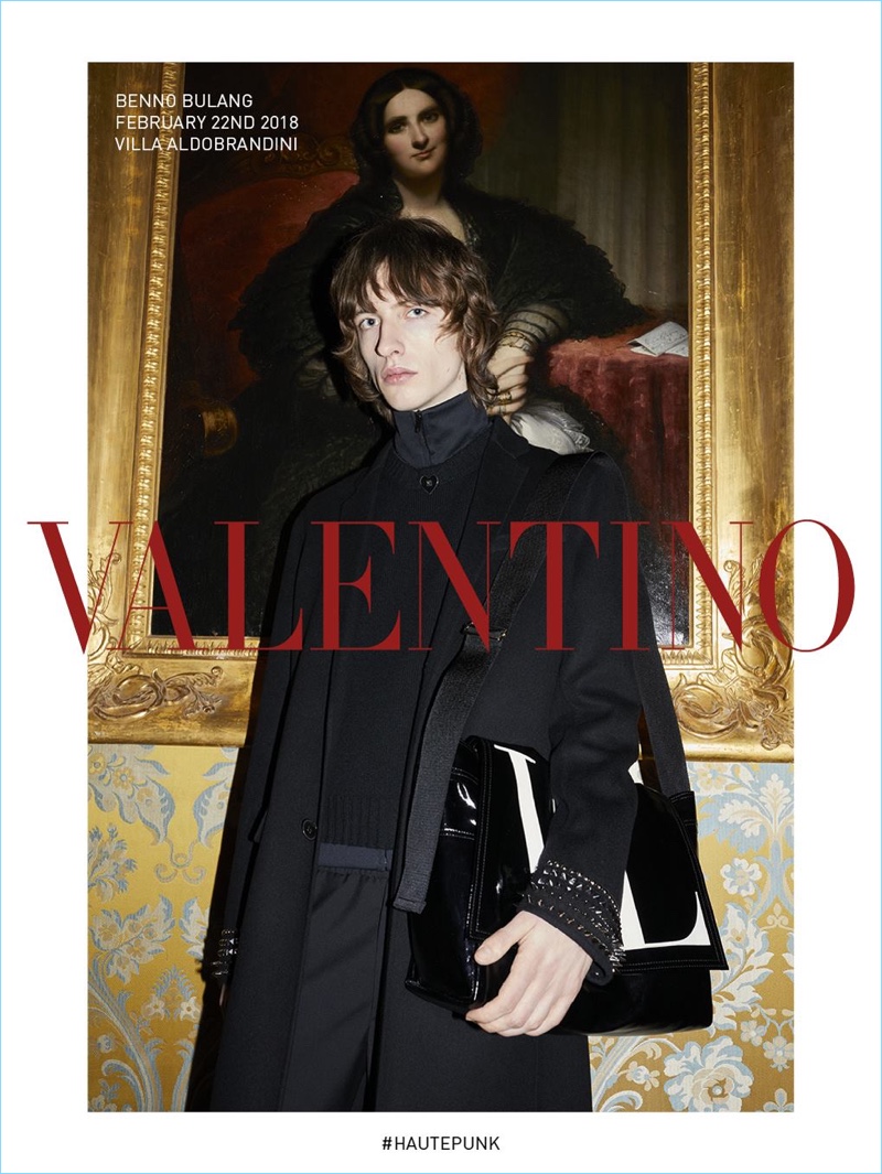 Benno Bulang fronts Valentino's fall-winter 2018 men's campaign.