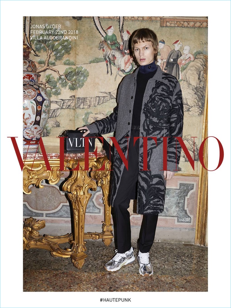 Jonas Glöer stars in Valentino's fall-winter 2018 men's campaign.