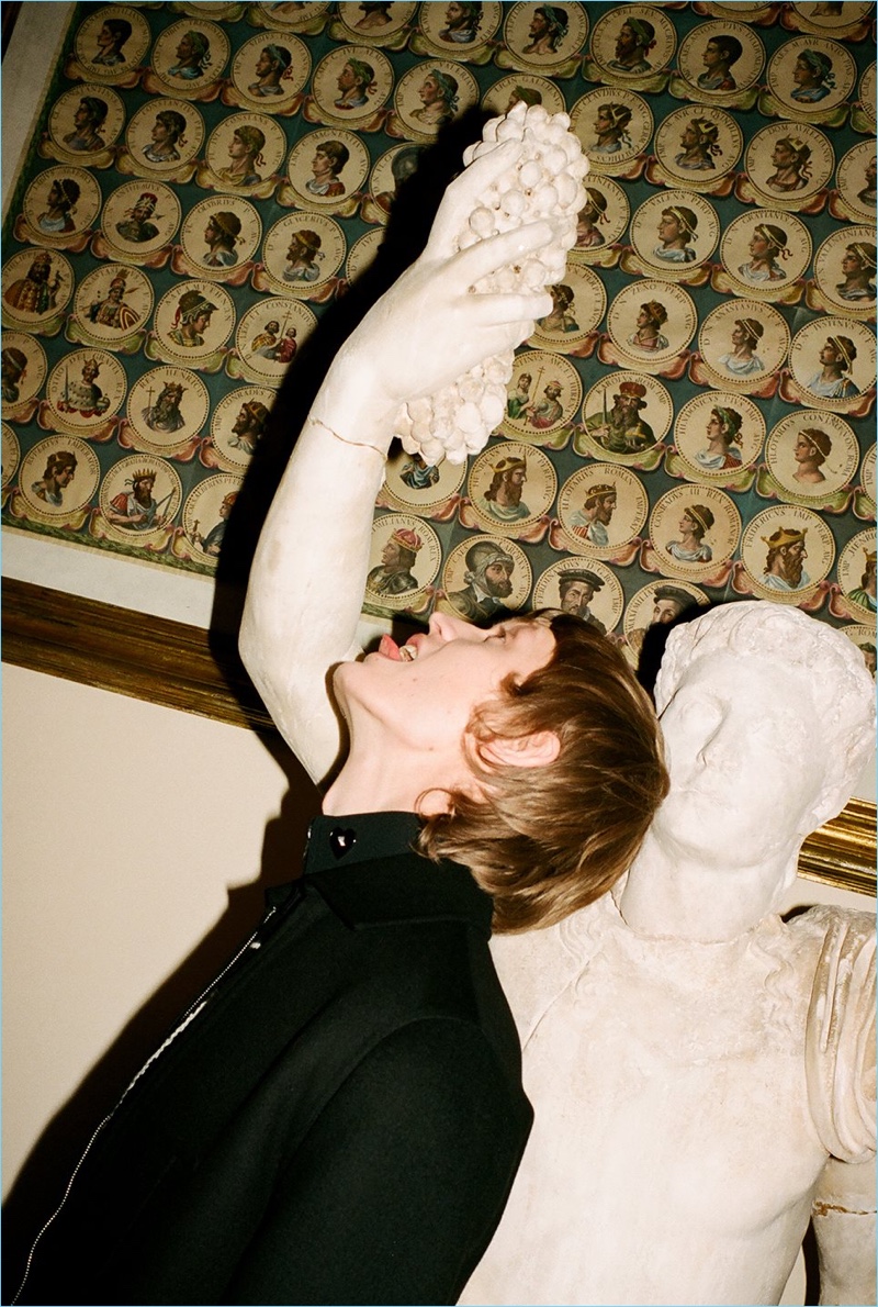 Stealing a silly moment, Jonas Glöer shoots Valentino's fall-winter 2018 campaign.
