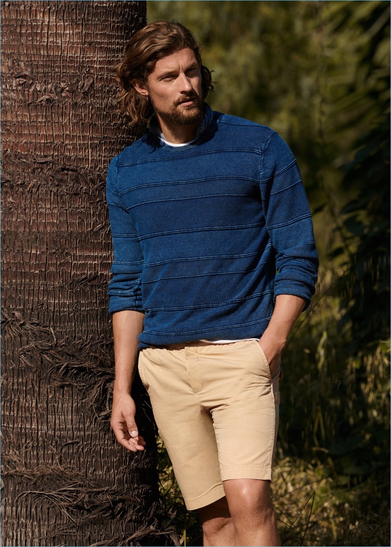 Dutch model Wouter Peelen sports a smart summer look from Mango Man.