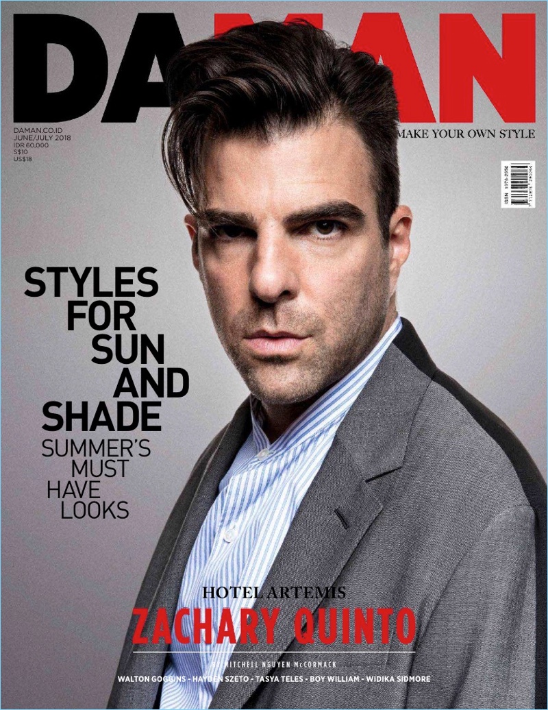 Zachary Quinto covers the June/July 2018 issue of Da Man.