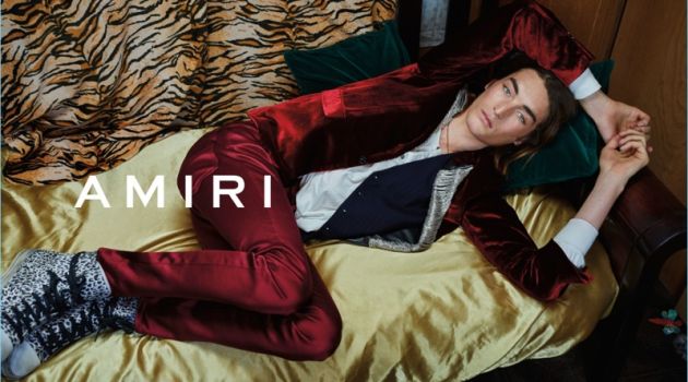 Niko Traubman Rocks Rebellious Style for AMIRI Fall '18 Campaign Model Niko Traubman fronts AMIRI's fall-winter 2018 campaign.