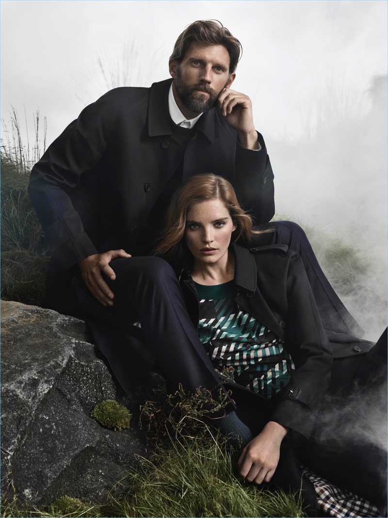 Models RJ Rogenski and Alexina Graham star in Aquascutum's fall-winter 2018 campaign.