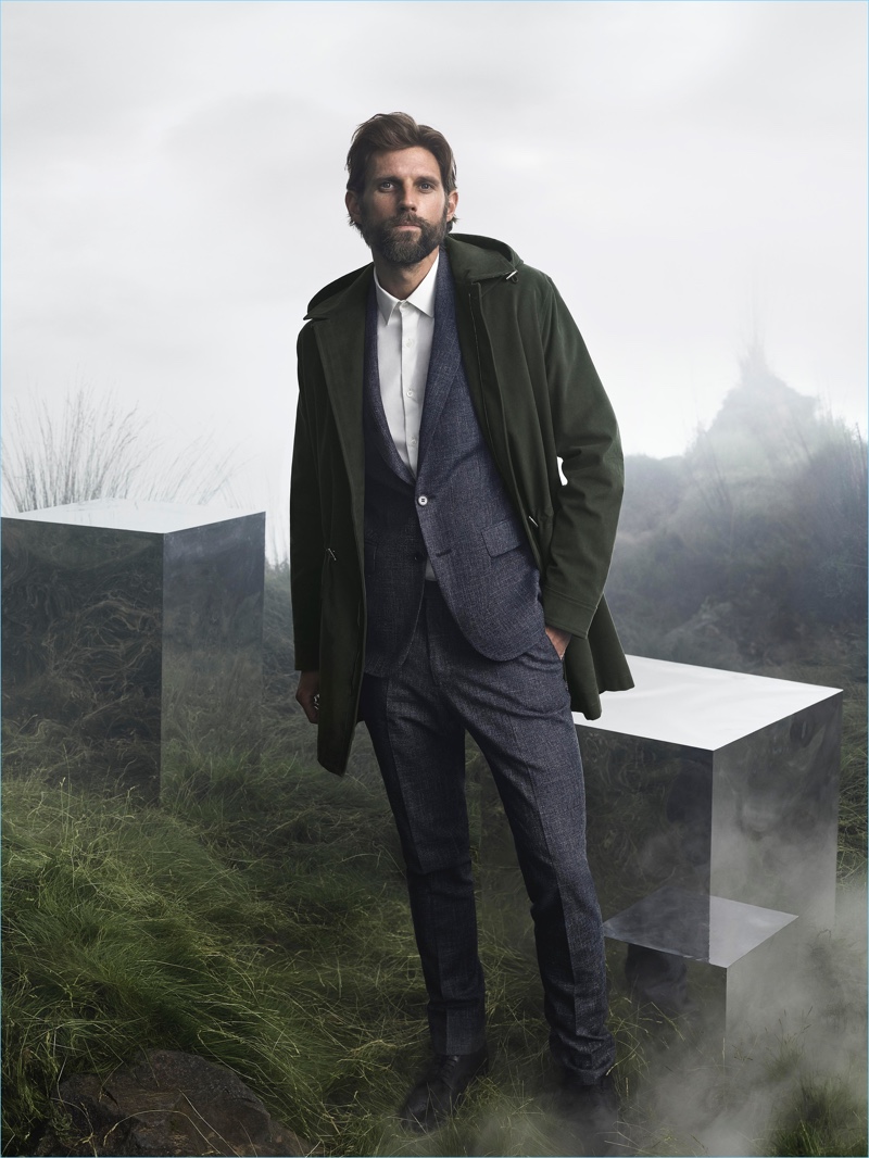 Victor Demarchelier photographs RJ Rogenski for Aquascutum's fall-winter 2018 campaign.