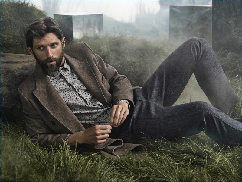 RJ Rogenski fronts Aquascutum's fall-winter 2018 campaign.