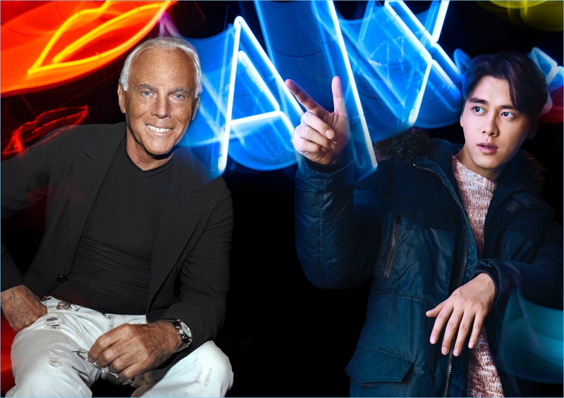 Billy Kidd photographs Giorgio Armani and Li Yifeng for Armani Exchange's fall-winter 2018 campaign. » Giorgio Armani Joins Martin Garrix & Li Yifeng for Armani Exchange Fall '18 Campaign Billy Kidd photographs Giorgio Armani and Li Yifeng for Armani Exchange's fall-winter 2018 campaign.