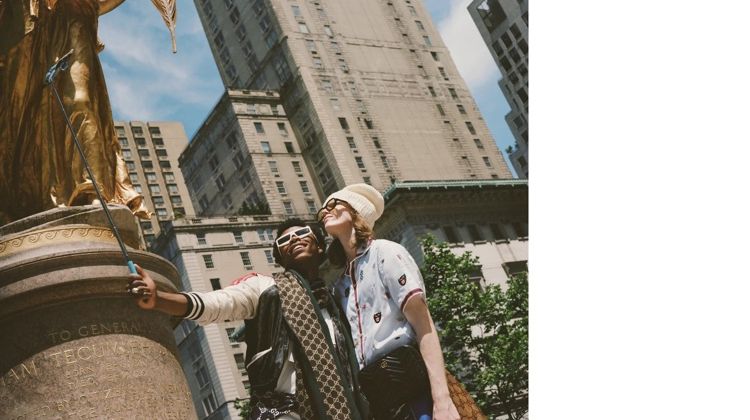 Clad in Gucci, Matt Pitt and Morocco pose for a selfie.