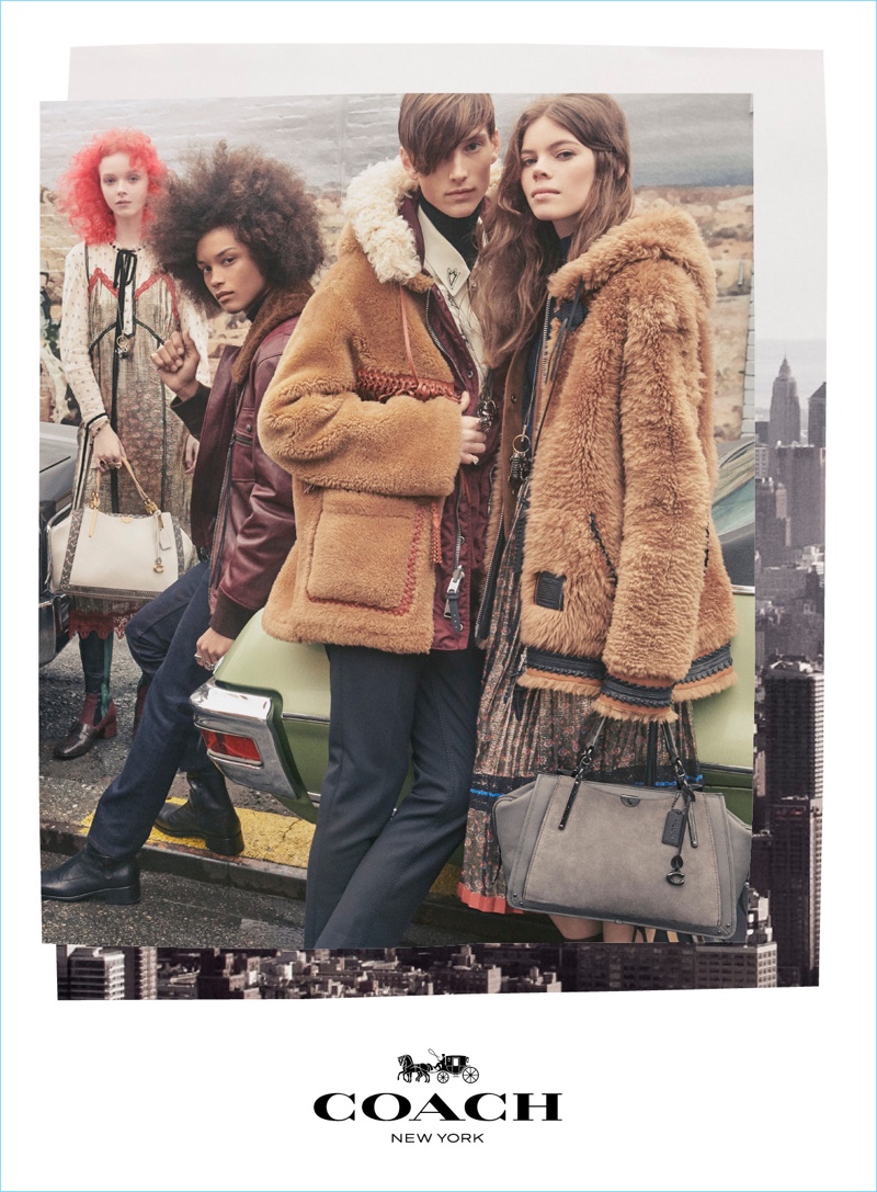 Lily Nova, Joaquim Arnell, William Grant, and Nina Gulien appear in Coach's fall-winter 2018 campaign.