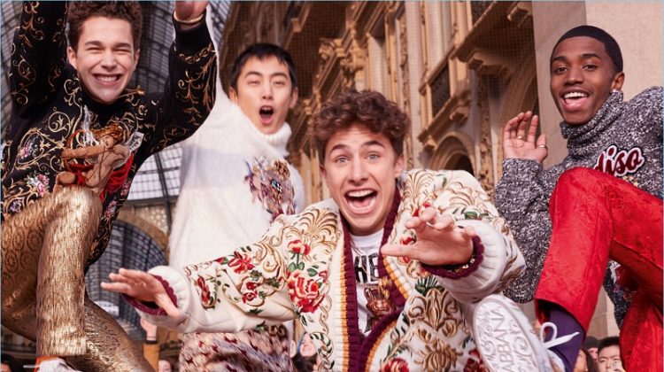 Austin Mahone, Ji Lingchen, Juanpa Zurita, and Christian Combs appear in Dolce & Gabbana's fall-winter 2018 campaign.