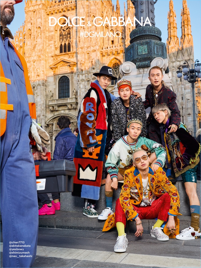 Ji Lingchen, Aki Nakata, YESBØWY, Shimizu Mash, and Nao Takahashi star in Dolce & Gabbana's fall-winter 2018 campaign.