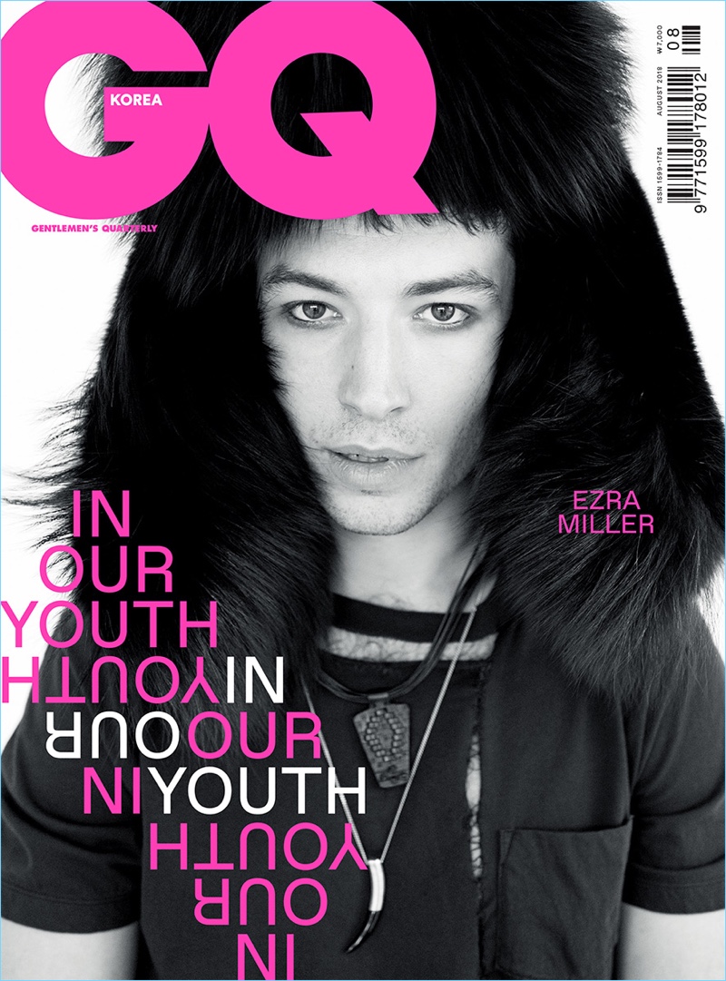 Ezra Miller covers the August 2018 issue of GQ Korea.