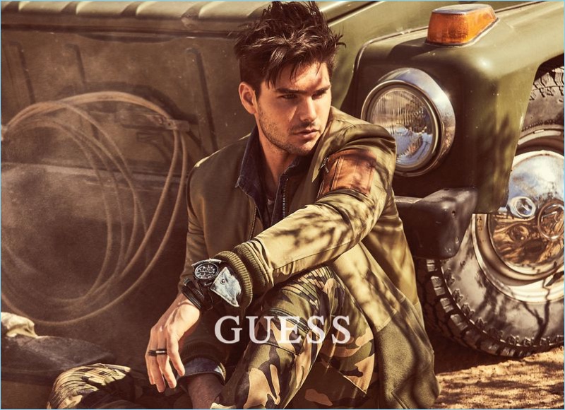 Model Charlie Matthews stars in Guess' fall-winter 2018 campaign.