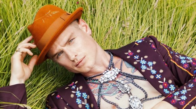 Band of Joy: Patrick O'Donnell + More in Helen Anthony Fall '18 Patrick O'Donnell wears a Helen Anthony suit with VICKISARGE body jewelry.