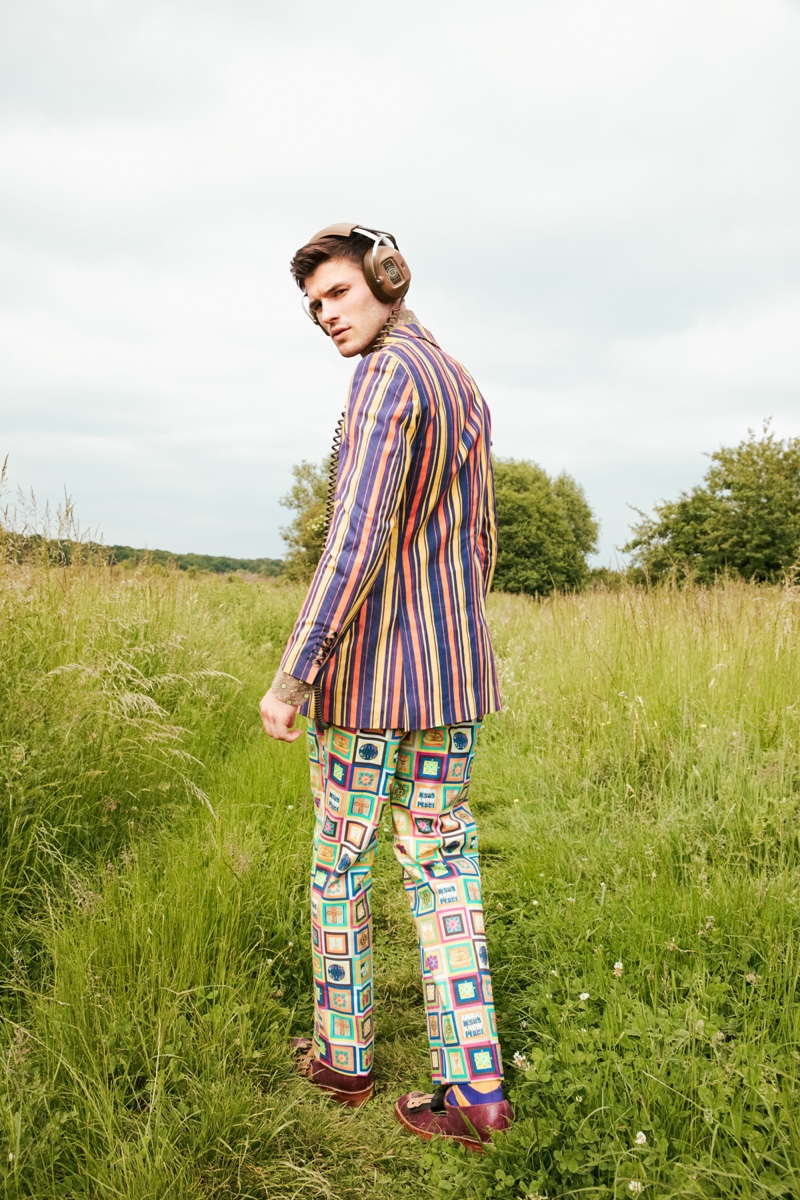 Jevan Williams sports a colorful look from Helen Anthony's fall-winter 2018 collection.