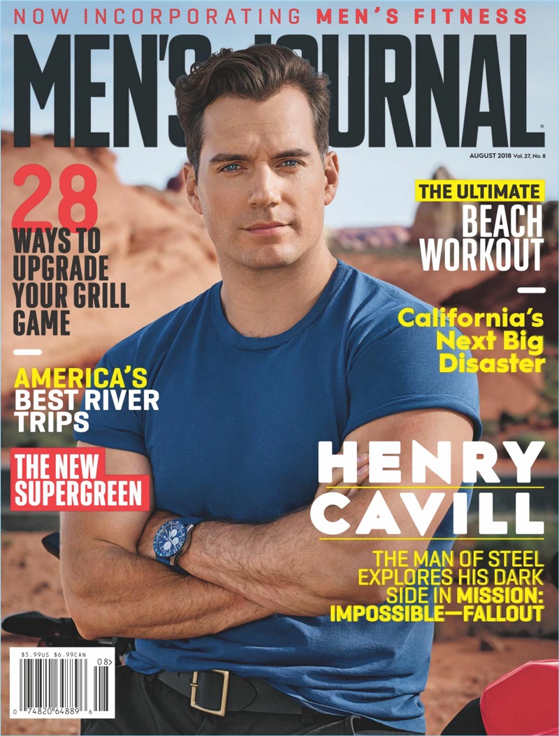 Henry Cavill covers the August 2018 issue of Men's Journal.