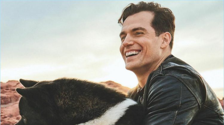 All smiles, Henry Cavill poses with his dog Kal-El.