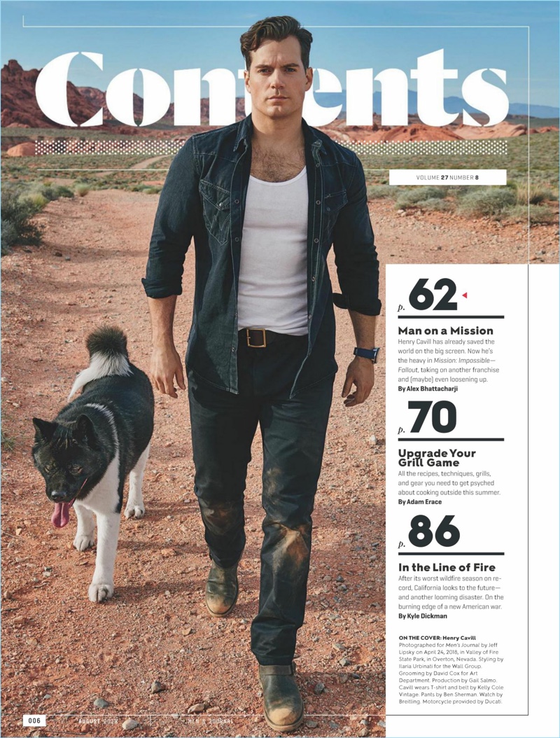 Men's Journal connects with Henry Cavill for its August 2018 issue.