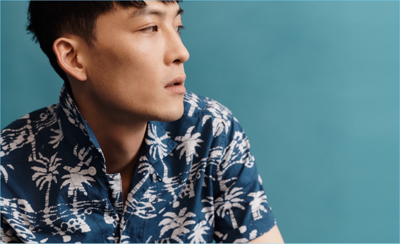 InHyuk Yeo sports an Aloha shirt for J.Crew.