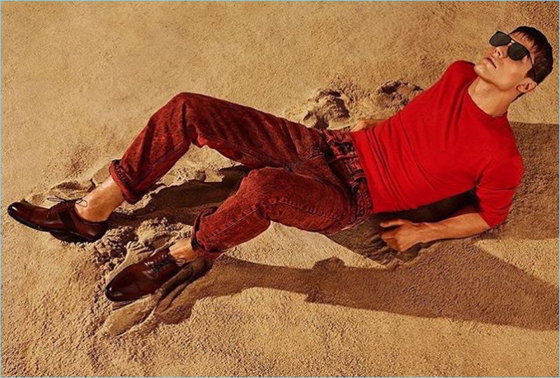 Model Jacob Hankin appears in Steve Madden's summer 2018 campaign.