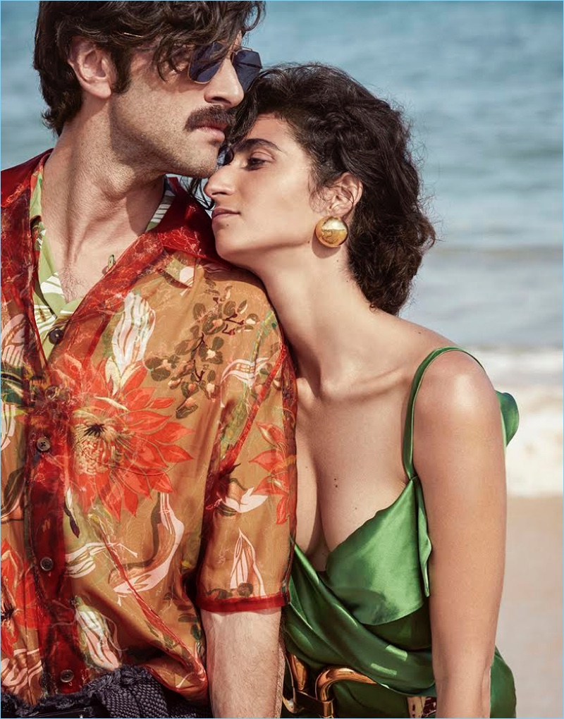 El Pais Semanal features Javier Rey and Alba Flores. Rey sports Louis Vuitton shirts with Rochas pants and Fendi sunglasses.
