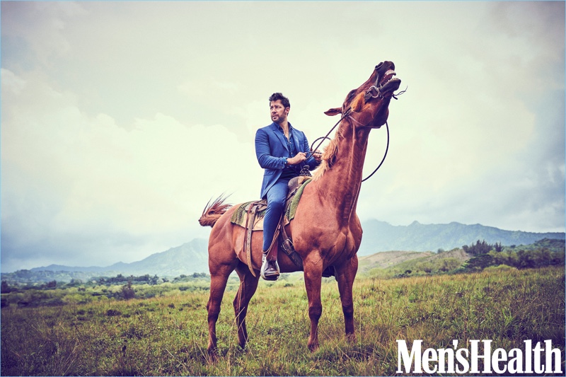 Captured on the back of a horse, John Krasinski stars in a new photo shoot for Men's Health.