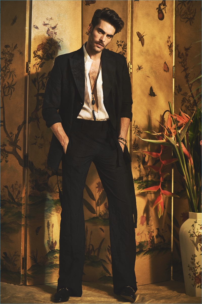 Jon Kortajarena Models Rich Wardrobe for L'Officiel Hommes Ukraine