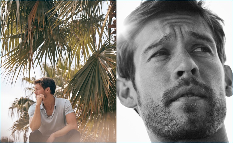 Model Josh Upshaw dons summer style from Massimo Dutti.