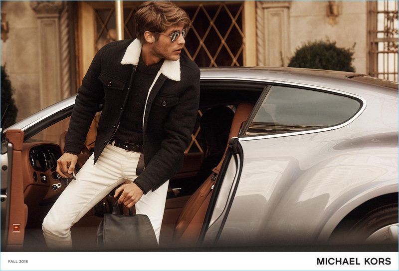 French model Baptiste Radufe reunites with Michael Kors for its fall-winter 2018 campaign.