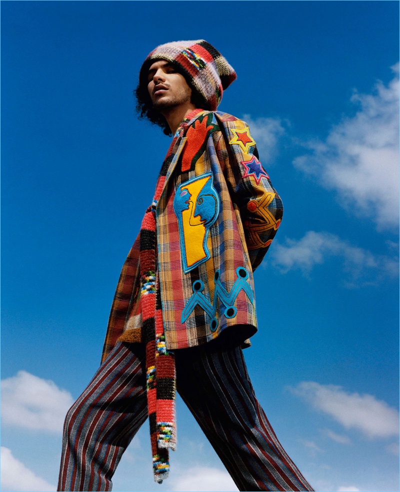 Model Yassine Rahal fronts Missoni's fall-winter 2018 campaign.