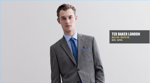 Nordstrom Anniversary Sale: The Art of Dressing Well British model Kit Butler dons a Ted Baker London suit, dress shirt, and tie.