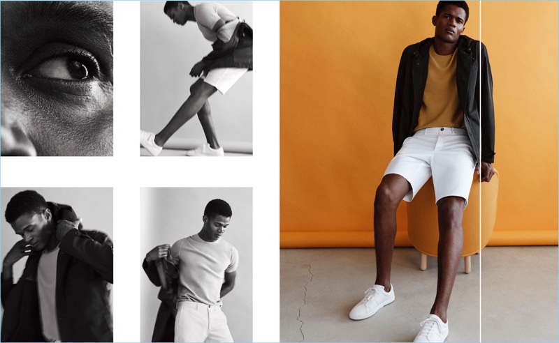 Front and center, O'Shea Robertson dons summer fashions from Massimo Dutti.