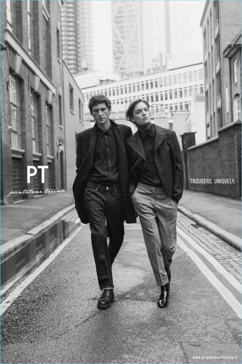 PT Pantaloni Torino enlists Roch Barbot and Lisa-Louis Fratani as the stars of its fall-winter 2018 campaign.