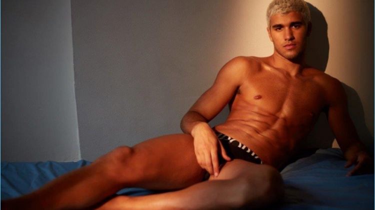 Pietro Baltazar poses in Emporio Armani underwear for Iris Covet Book.