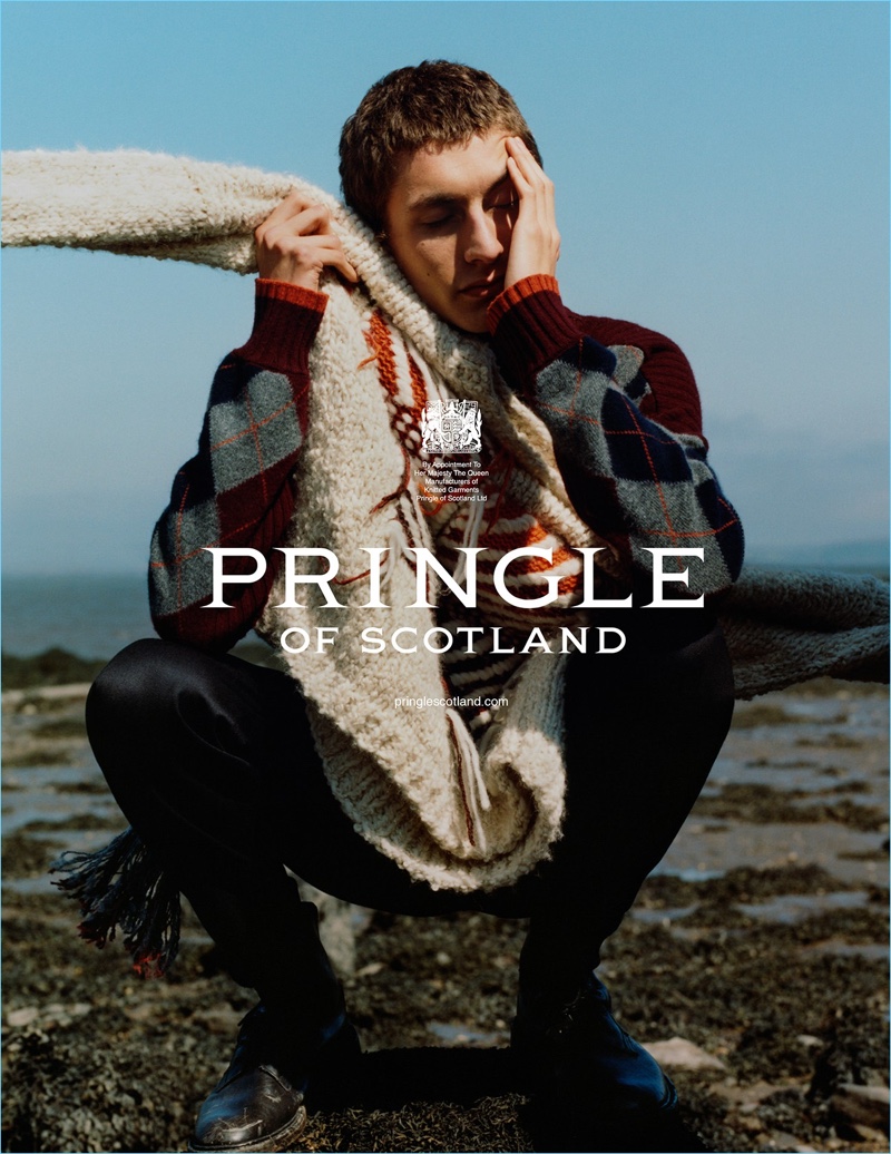 Henry Kitcher stars in Pringle of Scotland's fall-winter 2018 campaign.