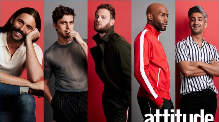 Leigh Keily photographs Jonathan van Ness, Antoni Porowski, Bobby Berk, Karamo Brown, and Tan France for Attitude.