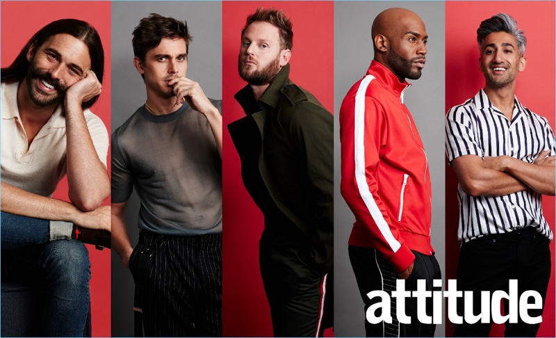 Leigh Keily photographs Jonathan van Ness, Antoni Porowski, Bobby Berk, Karamo Brown, and Tan France for Attitude.