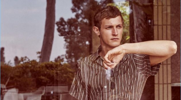 Playing It Cool: Rutger Schoone for Harrods Magazine A.P.C. shirt £195; 120% LINO trousers £168; OLIVER PEOPLES sunglasses £412