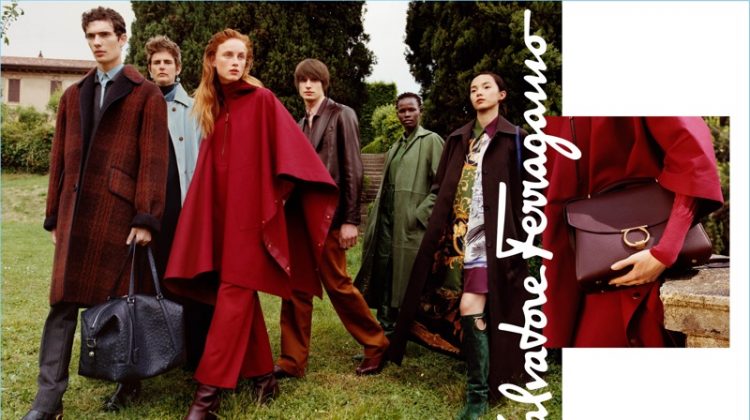 Piero Mendez, Stella Tennant, Rianne Van Rompaey, Edoardo Sebastianelli, Shanelle Nyasiase, and Xiao Wen Yu appear in Salvatore Ferragamo's fall-winter 2018 campaign.