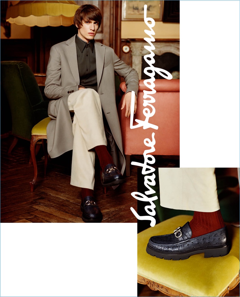 Edoardo Sebastianelli stars in Salvatore Ferragamo's fall-winter 2018 campaign.