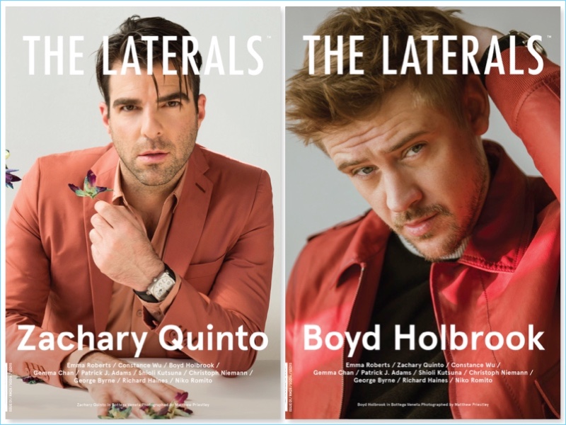 Actors Zachary Quinto and Boyd Holbrook wear Bottega Veneta on covers for The Laterals.