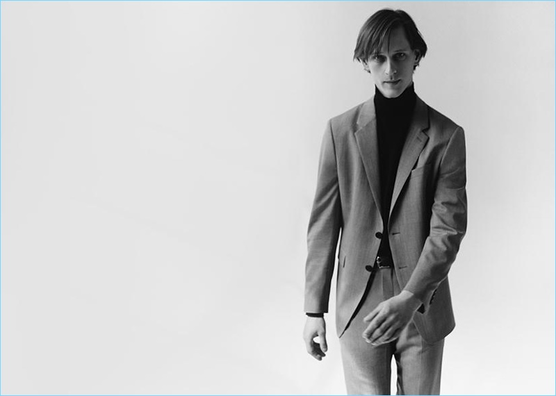 Rogier Bosschaart dons a suit for Theory's fall-winter 2018 campaign.